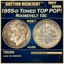 1955-d Roosevelt Dime Toned TOP POP! 10c ms68 SEGS