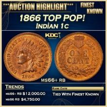 1866 Indian Cent TOP POP! 1c ms66+ rb SEGS