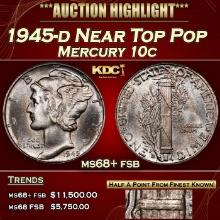 1945-d Mercury Dime Near Top Pop 10c ms68+ fsb SEGS