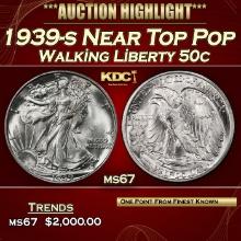 1939-s Walking Liberty Half Dollar Near Top Pop 50c ms67 SEGS