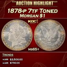 1878-p 7tf Morgan Dollar Toned $1 ms65+ SEGS