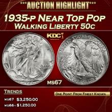 1935-p Walking Liberty Half Dollar Near Top Pop 50c ms67 SEGS