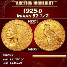1925-d Gold Indian Quarter Eagle $2 1/2 ms65+ SEGS