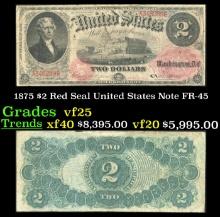 1875 $2 Red Seal United States Note Grades vf+ FR-45