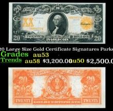 1906 $20 Large Size Gold Certificate Grades Select AU Signatures Parker/Burke