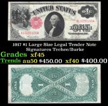1917 $1 Large Size Legal Tender Note Grades xf+ Signatures Teehee/Burke