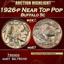 1926-p Buffalo Nickel Near Top Pop 5c ms67 SEGS
