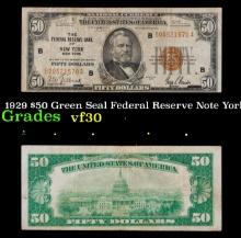 1929 $50 Green Seal Federal Reserve Note Grades vf++ York