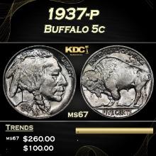 1937-p Buffalo Nickel 5c ms67 SEGS