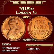 1918-d Lincoln Cent 1c ms65+ RD SEGS
