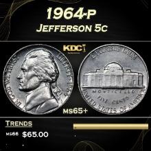 1964-p Jefferson Nickel 5c Grades ms65+