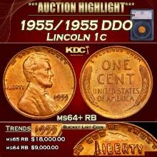 1955/1955 DDO Lincoln Cent . 1c ms64+ RB SEGS