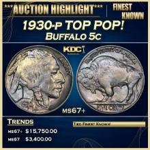 1930-p Buffalo Nickel TOP POP! 5c ms67+ SEGS