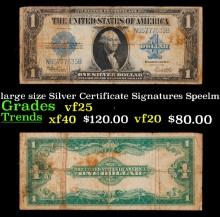 1923 $1 large size Silver Certificate Grades vf+ Signatures Speelman/White