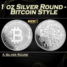 1 oz Silver Round - Bitcoin Style Round