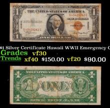 1935A $1 Silver Certificate Hawaii WWII Emergency Currency Grades vf++