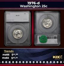 1976-d Washington Quarter 25c ms65+ SEGS