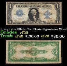 1923 $1 large size Silver Certificate Grades vf+ Signatures Woods/White