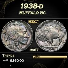 1938-d Buffalo Nickel 5c ms67 SEGS
