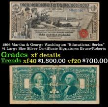 1896 $1 large size Silver Certificate Martha & George Washington "Educational Series" Grades xf deta