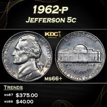 1962-p Jefferson Nickel 5c ms66+ SEGS