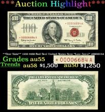 **Star Note** 1966 $100 Red Seal United States Note *Low Seral* #0006684 Grades Choice AU
