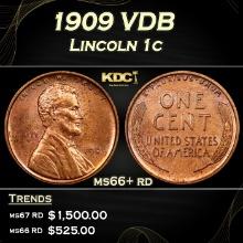 1909 VDB Lincoln Cent 1c ms66+ rd SEGS