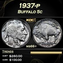 1937-p Buffalo Nickel 5c ms66+ SEGS