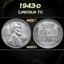 1943-d Lincoln Cent 1c Grades ms63+