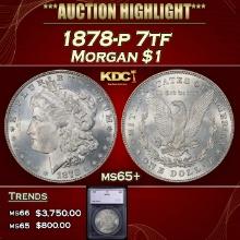 1878-p 7tf Morgan Dollar $1 ms65+ SEGS