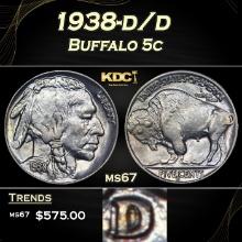 1938-d/d Buffalo Nickel 5c ms67 SEGS