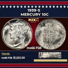 1939-s Mercury Dime 10c ms66 FSB SEGS