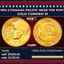 1915-s Panama Pacific Gold Commem Dollar Near Top Pop! 1 ms66+ SEGS