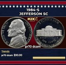 1984-s Proof Jefferson Nickel 5c pr70 dcam SEGS