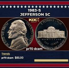 1983-s Proof Jefferson Nickel 5c pr70 dcam SEGS