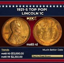 1921-s Lincoln Cent TOP POP! 1c ms65 rd SEGS