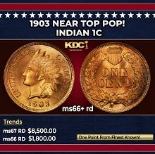 1903 Indian Cent Near Top Pop! 1c ms66+ rd SEGS