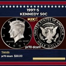 1997-s Proof Kennedy Half Dollar 50c pr70 dcam SEGS