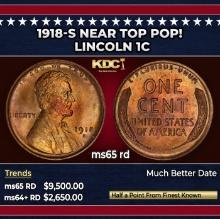 1918-s Lincoln Cent Near Top Pop! 1c ms65 rd SEGS