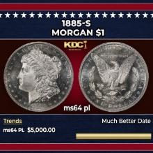 1885-s Morgan Dollar $1 ms64 pl SEGS