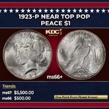 1923-p Peace Dollar Near Top Pop $1 ms66+ SEGS