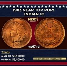 1903 Indian Cent Near Top Pop! 1c ms67 rd SEGS