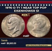 1976-d Ty 1 Eisenhower Dollar Near Top Pop $1 ms67 SEGS