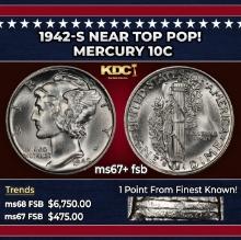 1942-s Mercury Dime Near Top Pop! 10c ms67+ fsb SEGS