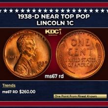 1938-d Lincoln Cent Near Top Pop 1c ms67 rd SEGS