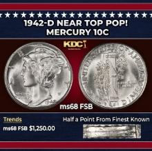 1942-d Mercury Dime Near Top Pop! 10c ms68 FSB SEGS