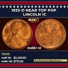 1933-d Lincoln Cent Near Top Pop 1c ms66+ rd SEGS