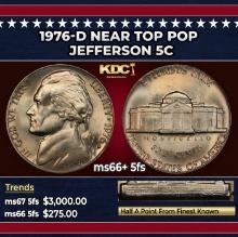 1976-d Jefferson Nickel Near Top Pop 5c ms66+ 5fs SEGS