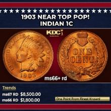 1903 Indian Cent Near Top Pop! 1c ms66+ rd SEGS