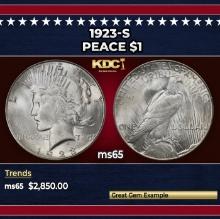 1923-s Peace Dollar $1 ms65 SEGS